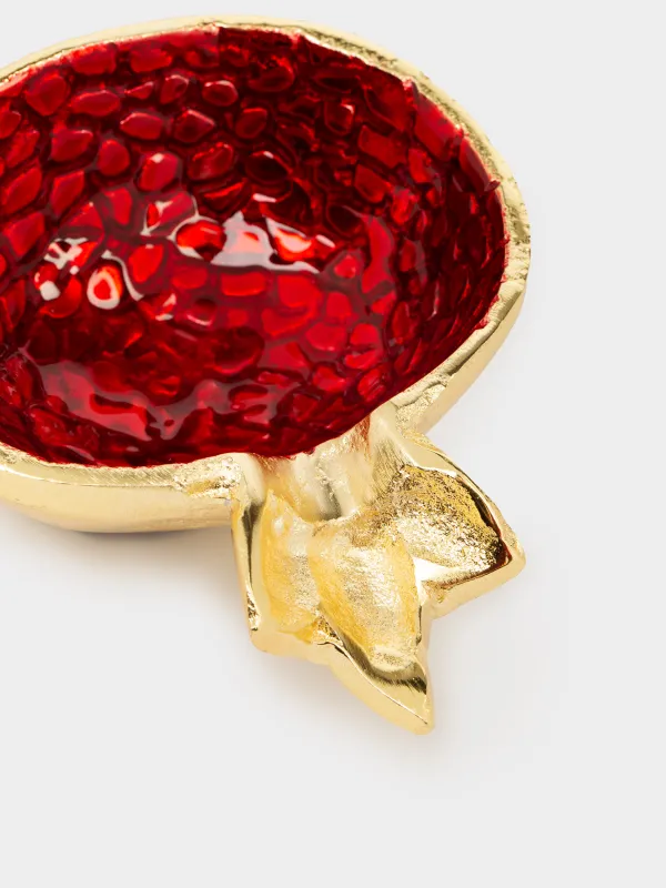 Блюдо декоративное, 10x12 см, металл, красно-золотистое, Гранат, Pomegranate, image-1