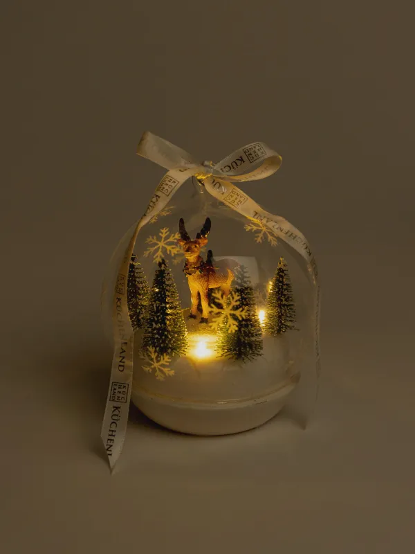 Статуэтка музыкальная, 15 см, с подсветкой, вращающаяся, Олень, Silver style, image-4