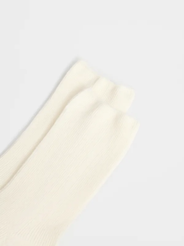 Носки женские, в рубчик, молочные, Rib basic, image-2