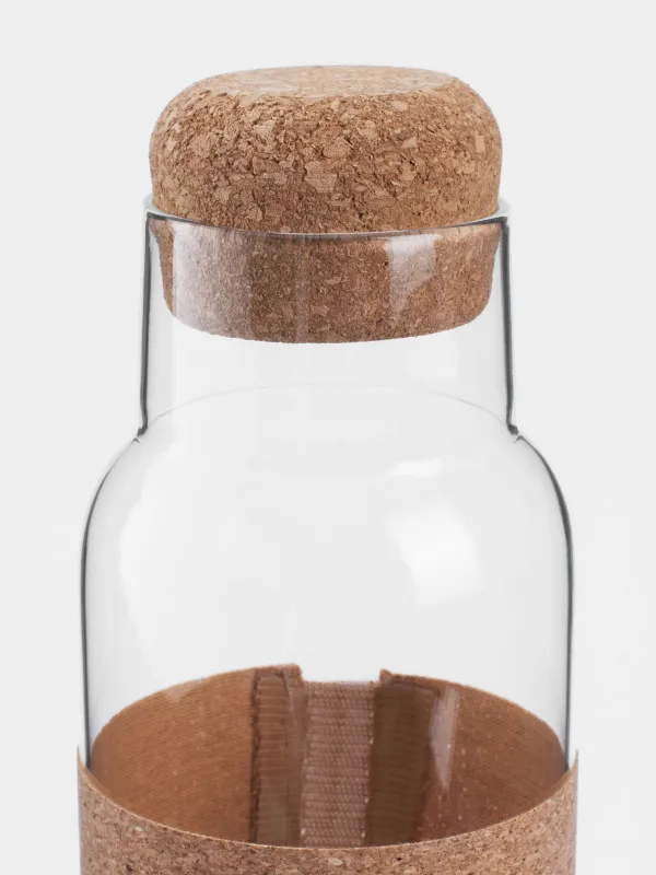 Бутылка для напитков, 1,25 л, с зарфом, стекло Б/пробка, Clear font, image-3