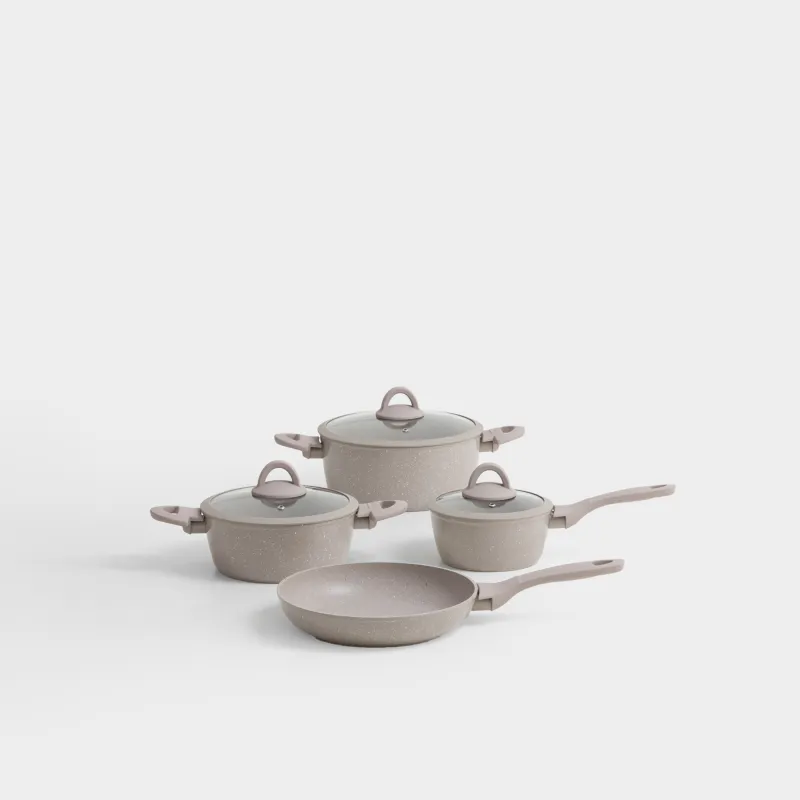 Набор посуды, 4 пр, с покрытием, алюминий, серый, Ginelli