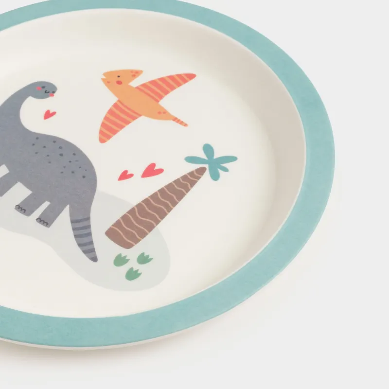 Набор посуды, детский, 1 перс, 5 пр, бамбук, желто-голубой, Динозавры, Dino, image-10