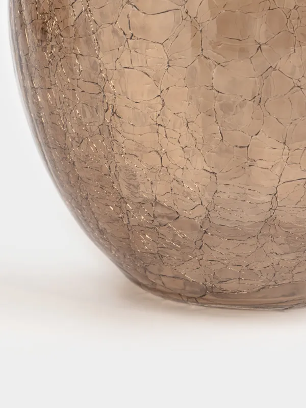 Ваза для цветов, 26 см, стекло, коричневая, Кракелюр, Ice color, image-2