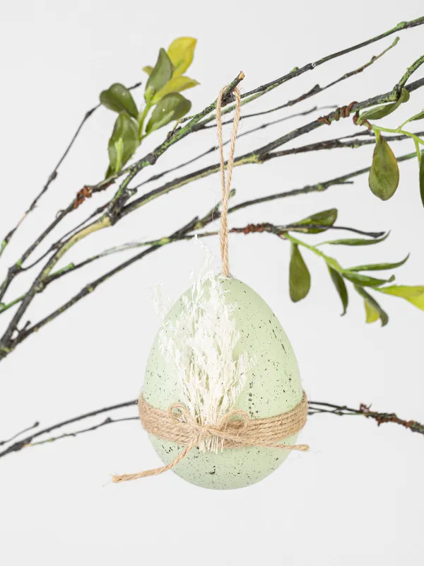 Подвеска декоративная, 10 см, пластик, зеленая, с сухоцветами, Яйцо, Natural Easter, image-3