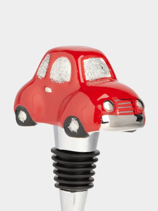 Пробка для винной бутылки, 10 см, металл/фарфор P, Красная машинка, Red car, image-2