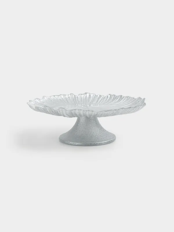Блюдо на ножке, 21х8 см, стекло Р, серебристое, Verge, image-0