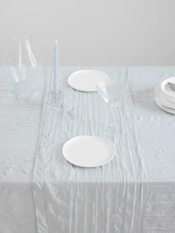 Дорожка настольная, 40х160 см, полиэстер, светло-серая, Мятый эффект, Dented, image-2