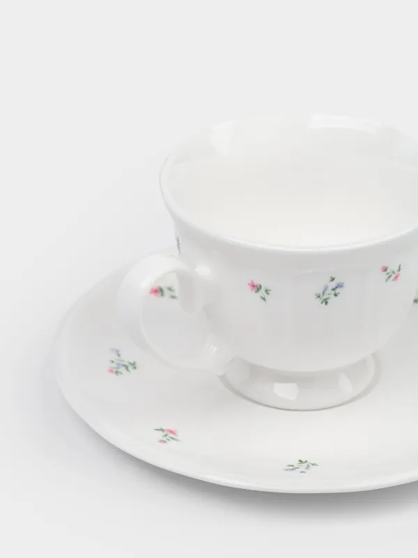 Пара чайная, 2 перс, 4 пр, 180 мл, фарфор N, белая, Нежные цветы, El floria, image-4