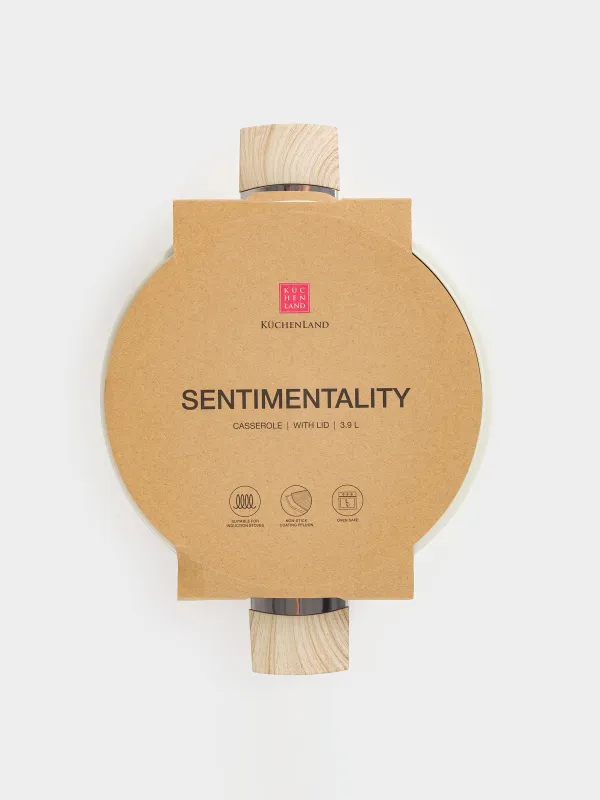 Кастрюля, 24 см, 3,9 л, с крышкой, с покрытием, алюминий, молочная, Sentimentality, image-3