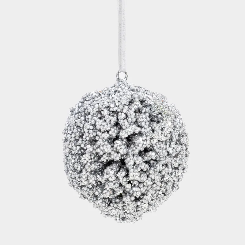 Игрушка елочная, 10 см, пластик/металл, серебристая, Шар, Ball sparkle