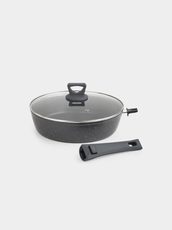 Сотейник, 28 см, с крышкой, съемная ручка, с покрытием, алюминий, Scandia, image-1