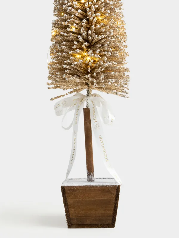 Ель искусственная, 1,2 м, с подсветкой, в горшке, полиэтилен/дерево, шампань, Frosty sparks, image-3