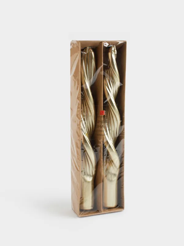 Свеча, 2 шт, 20 см, тонкая, Спираль, Spiral shape, image-3