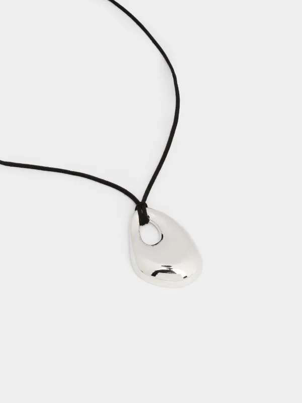 Цепочка-шнурок, 1,6 м, с подвеской, металл/нейлон, серебристая, Jewelry, image-1