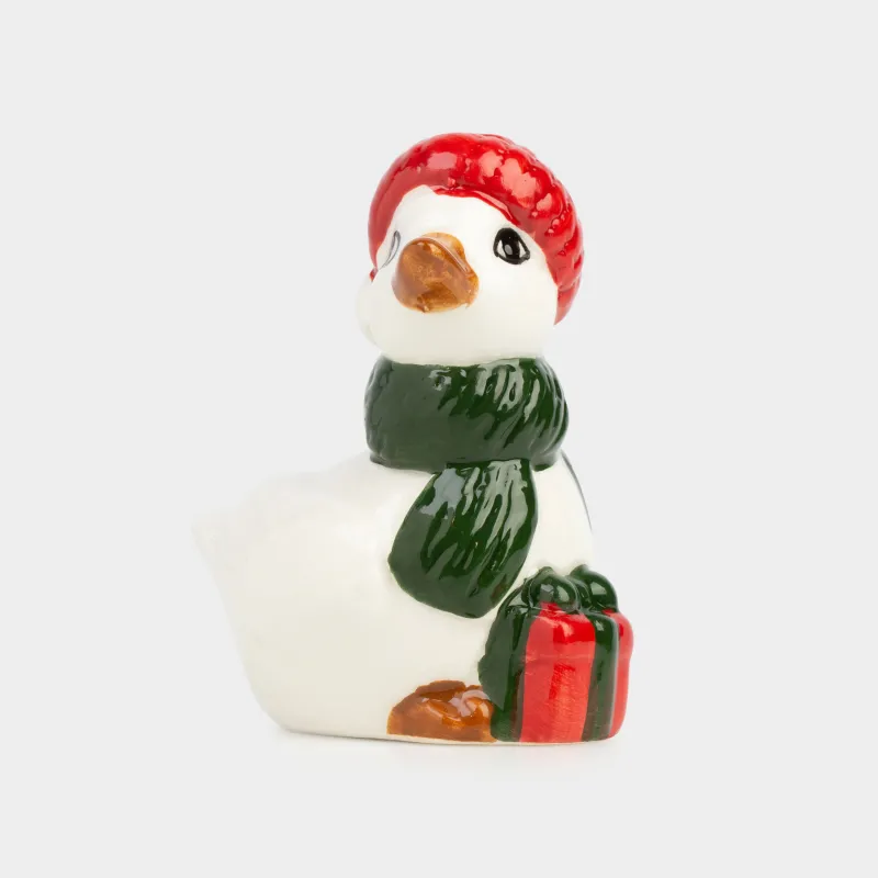 Емкость для соли или перца, 10 см, керамика, бело-зеленая, Гусь в шапке, Goose