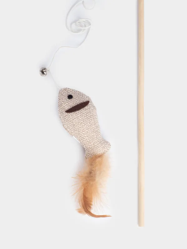 Игрушка-удочка для кошек, 1 м, с колокольчиком, Рыбка, Playful cat, image-2