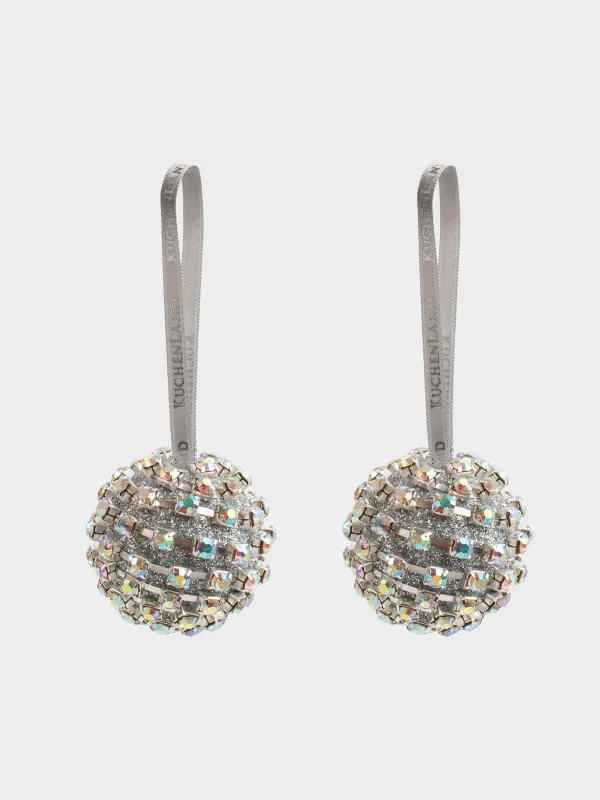 Игрушка елочная, 4 см, 2 шт, пластик, перламутр, Шар в стразах, Ball sparkle, image-0