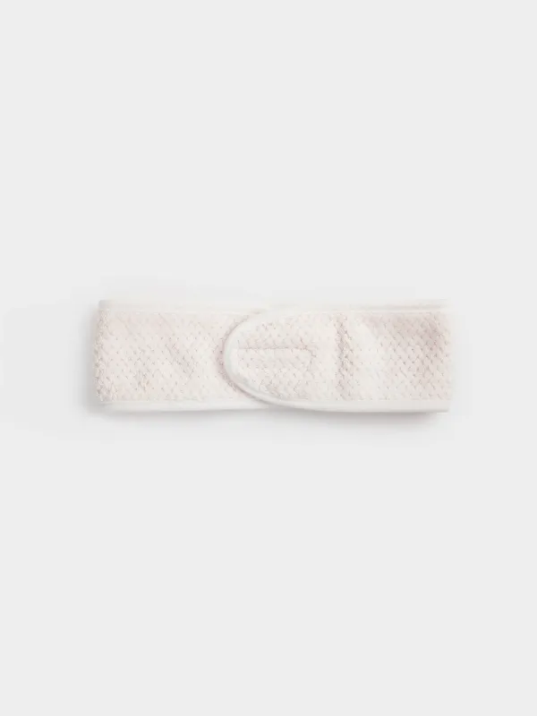 Повязка для волос, 56x9 см, флис, на липучке, молочная, Ratine, image-0