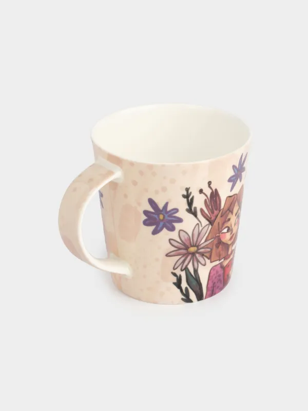 Кружка, 450 мл, фарфор F, молочная, Девушка в цветах, Girls garden, image-1