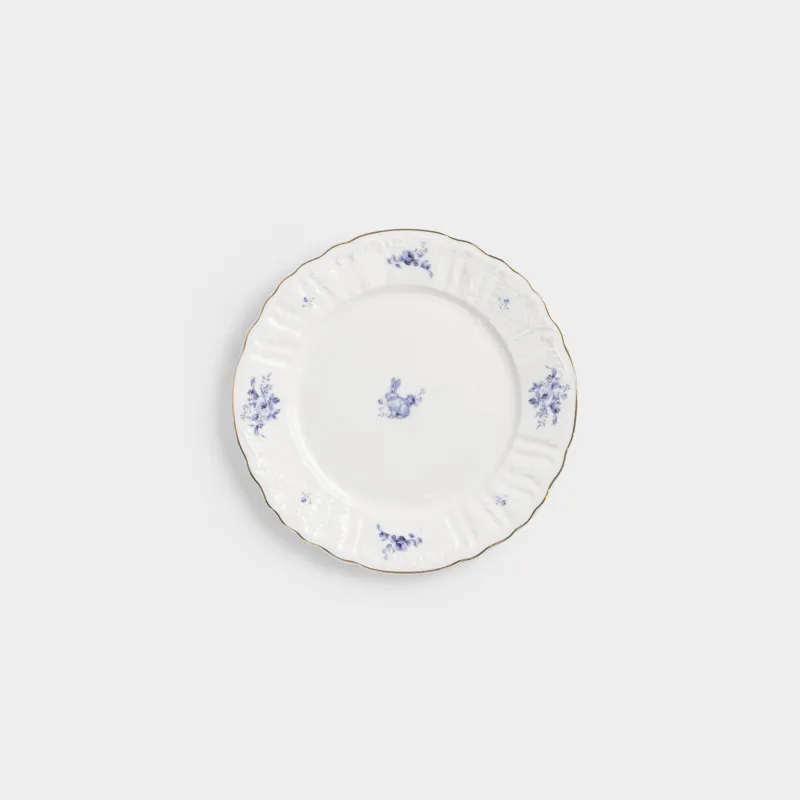 Тарелка закусочная, 20 см, фарфор F, белая, с золотистым кантом, Кролик гжель, Tradition Easter