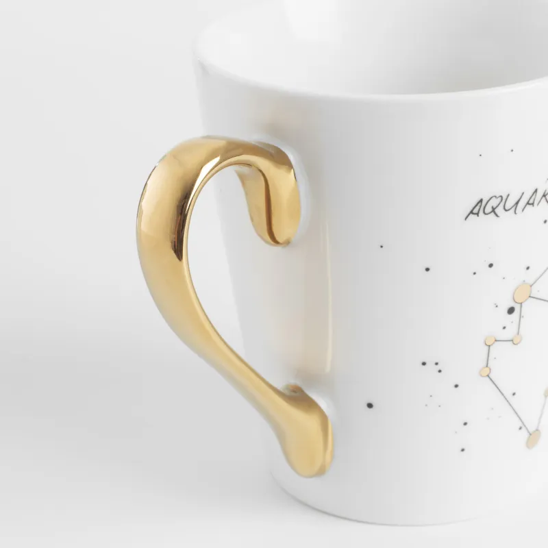 Кружка, 400 мл, фарфор N, молочно-золотистая, Водолей, Zodiac, image-2