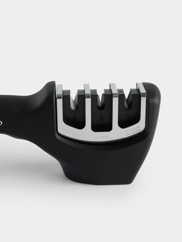 Точило для ножей, 20 см, три этапа заточки, пластик/сталь, черное, Accessories, image-5