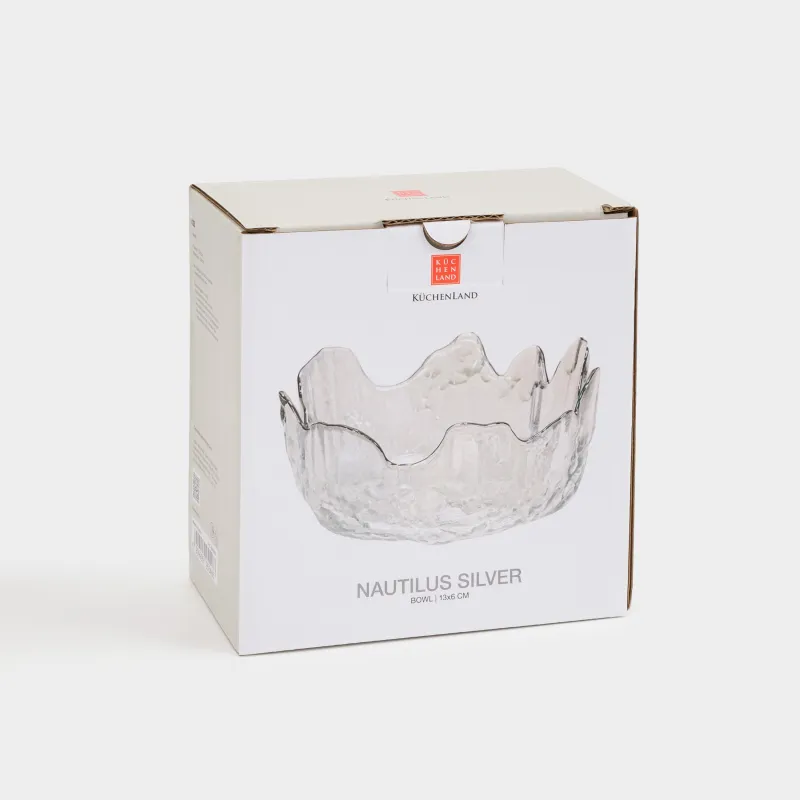 Пиала, 13х6 см, стекло, с серебристым кантом, Nautilus silver, image-3