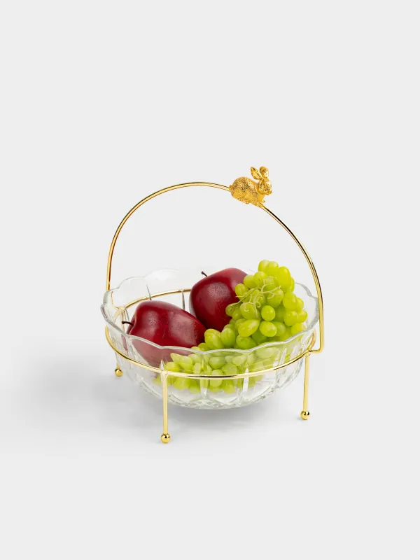 Ваза для фруктов, 23х9 см, на подставке, Кролик, Rabbit gold, image-3