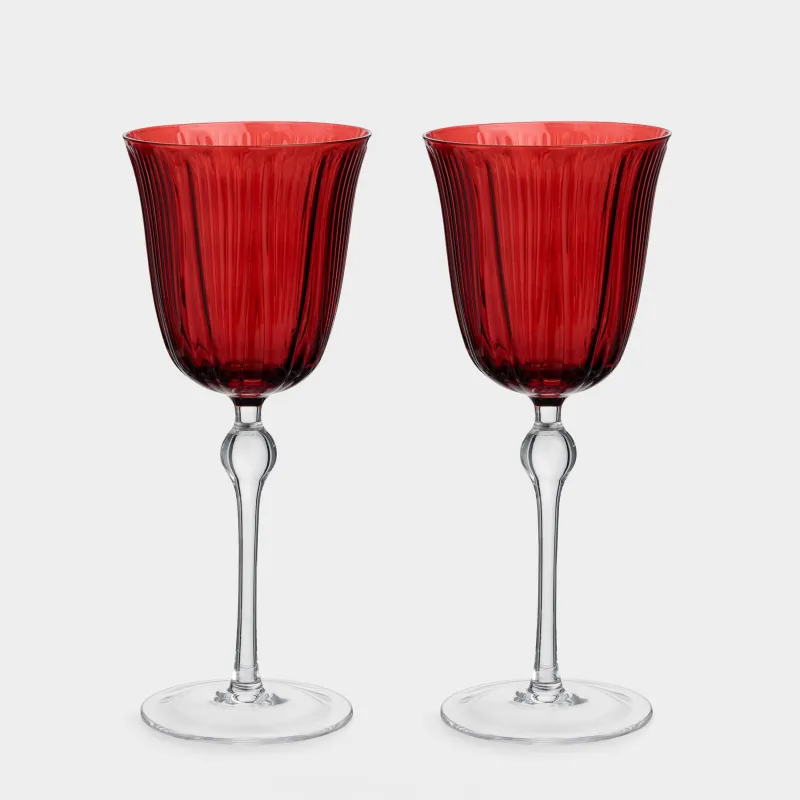 Бокал для вина, 300 мл, 2 шт, стекло, красный, Piemont