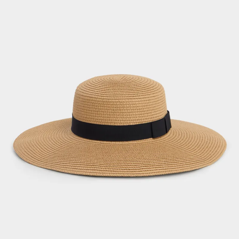 Шляпа, 57 см, единый размер, с широкими полями, целлюлоза/полиэстер, песочная, Banjo
