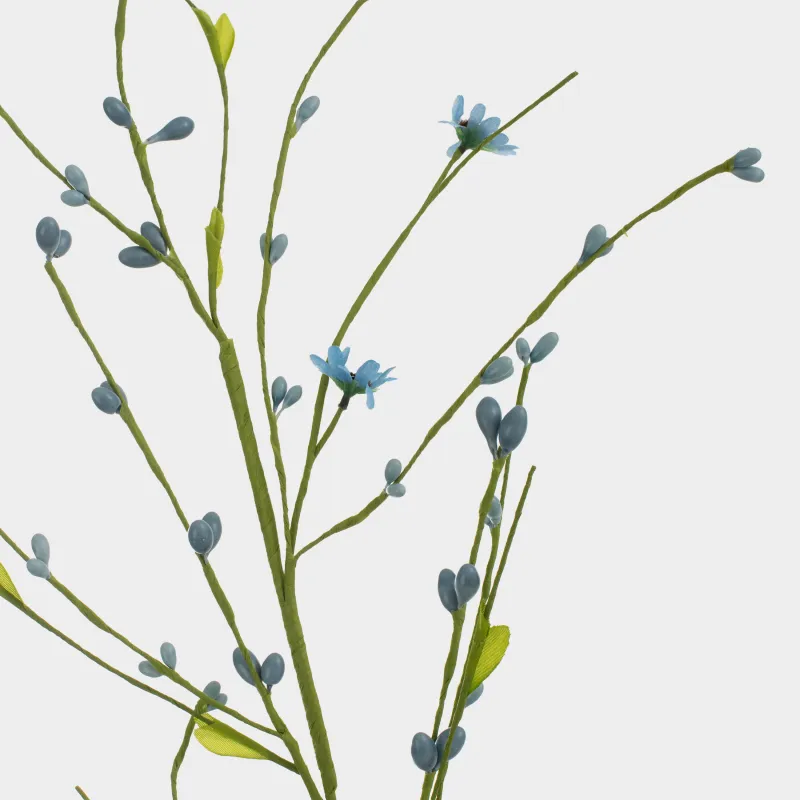 Ветка декоративная, 70 см, пластик/металл, Голубые цветы, Easter decor, image-2