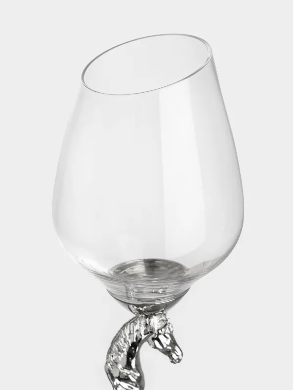 Бокал для вина, 500 мл, стекло/металл, Серебристая лошадь, Elegant horse, image-3