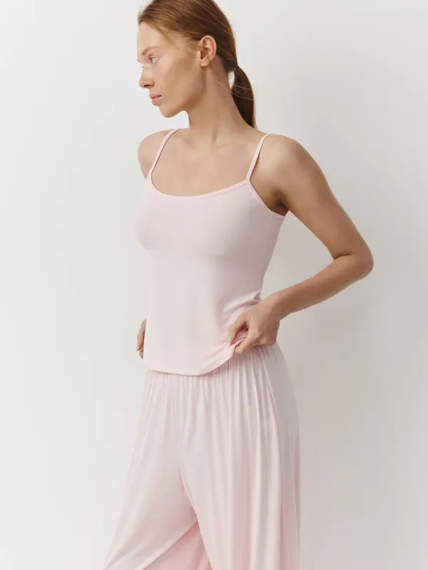 Топ женский, домашний, р. S, на бретельках, бамбук/эластан К, розовый, Elodie, image-2