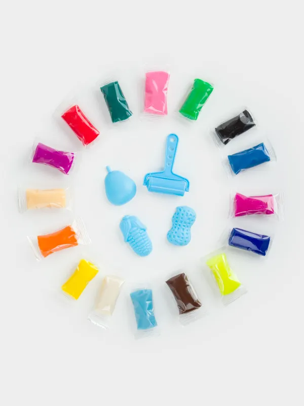 Набор для творчества, 20 пр, пластилин, с формочкой и валиком, синий, Овощи, Childhood, image-1