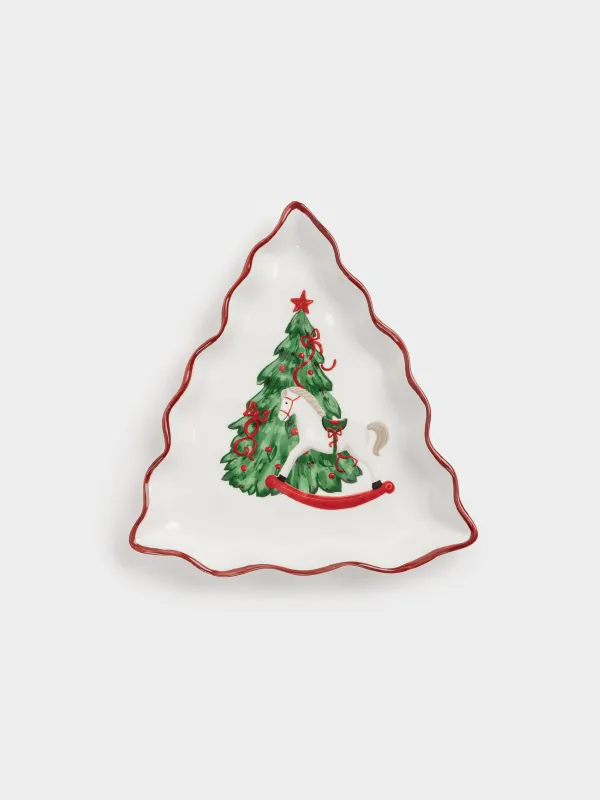 Блюдо, 20х19 см, керамика D, Лошадка с елкой, Christmas tree, image-0