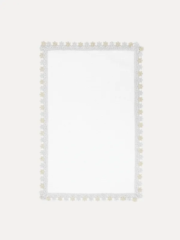 Салфетка под приборы, 30х45 см, полиэстер, прямоугольная, белая, Цветочное кружево, Flower lace, image-0