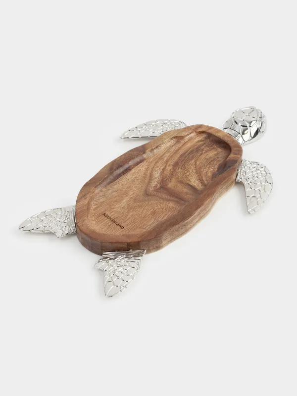 Блюдо декоративное, 13х22 см, дерево/металл, Черепаха, Noble tree, image-1