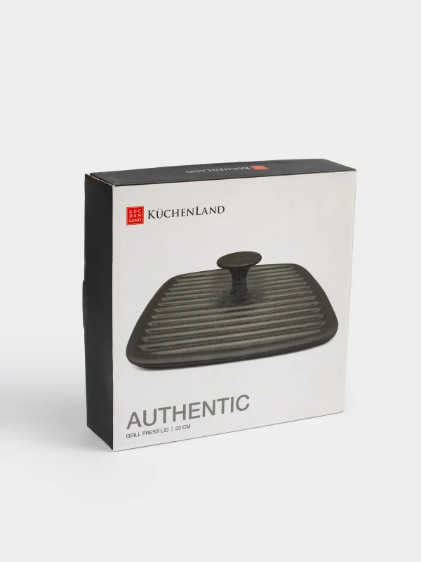 Крышка-пресс для гриля, 23 см, чугун, квадратная, черная, Authentic, image-8