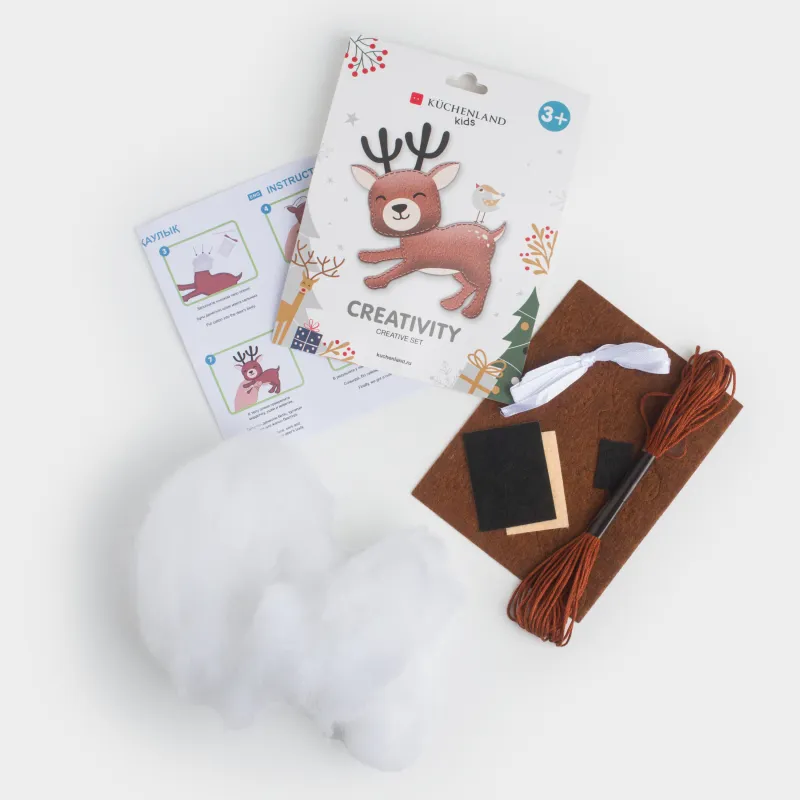 Набор для творчества, 18х9 см, рукоделие, подвеска, фетр/хлопок, Олень, Creativity, image-1