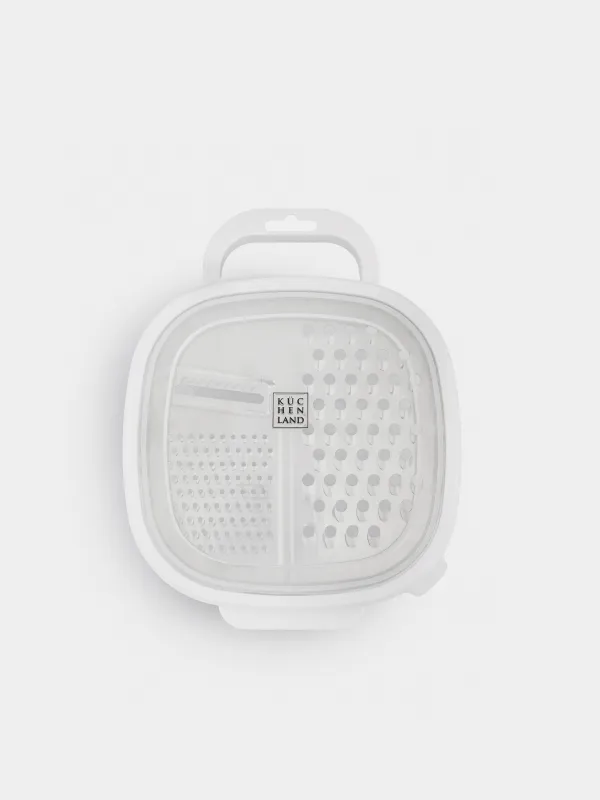 Терка, 25х19 см, с контейнером, пластик/сталь, белая, Assist, image-1