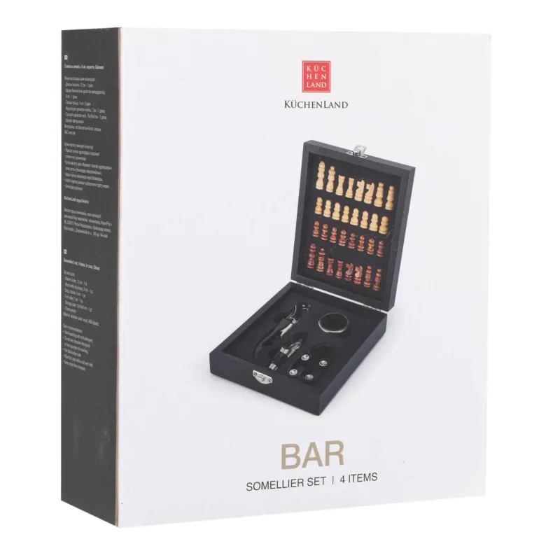 Набор сомелье, 4 пр, в коробке, сталь/пластик/дерево, черный, Шахматы, Bar, image-6