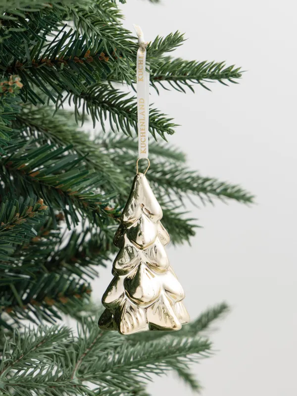 Игрушка елочная, 9 см, фарфор P, золотистая, Елка, Figure christmas, image-2