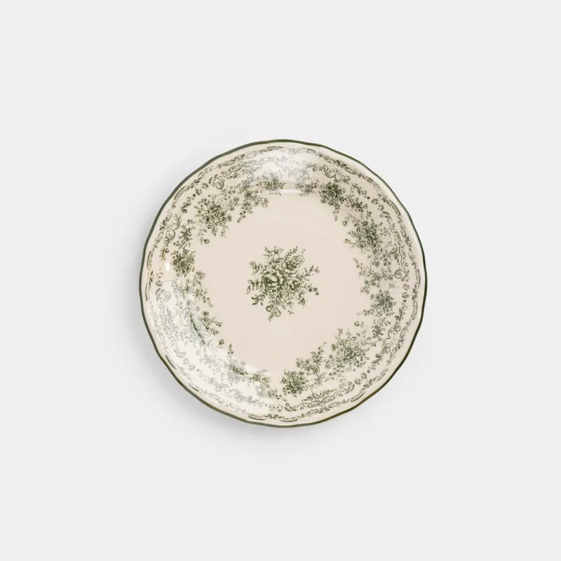 Тарелка закусочная, 22 см, фарфор P, молочная, Зеленые цветы, Green lace