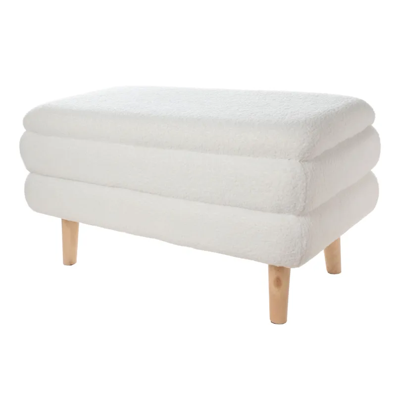 Банкетка, 82х41 см, букле/дерево, молочная, Boucle, image-2