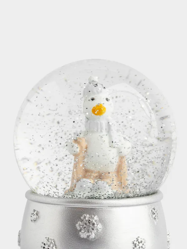Снежный шар, 8 см, стекло/полирезин, серебристый, Гусь на лыжах, Silver style, image-4