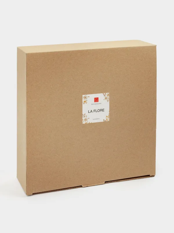 Блюдо на ножке, 24х7 см, керамика D, молочное, Винтажные цветы, La flore, image-4