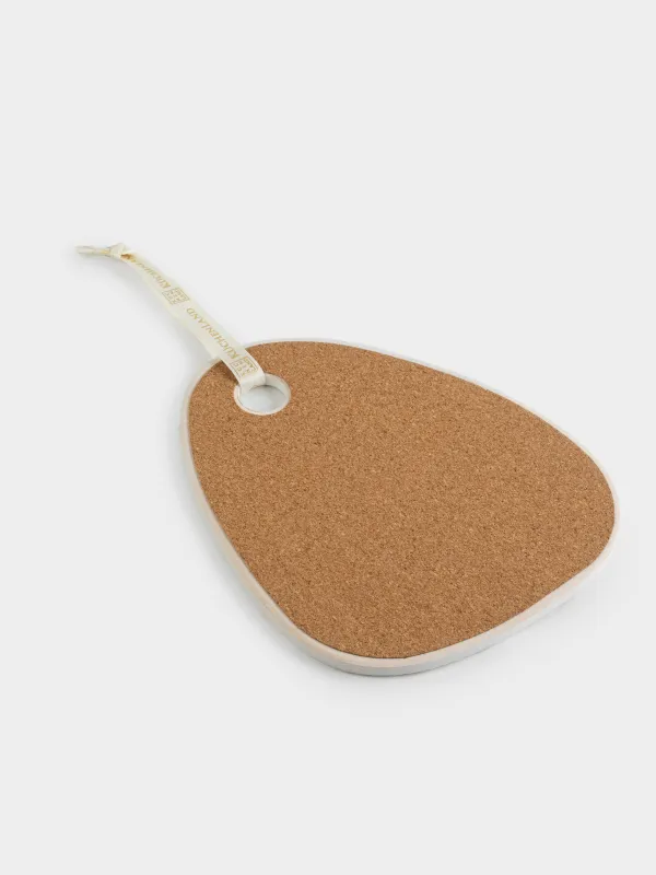 Подставка под горячее, 15x20 см, керамика/пробка, молочная, Лошадь, Horse gold, image-2