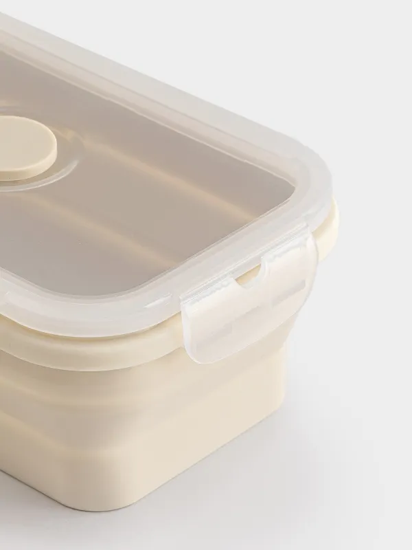 Контейнер, 540 мл, складной, с клипсами, силикон/пластик, бежевый, Portable, image-2