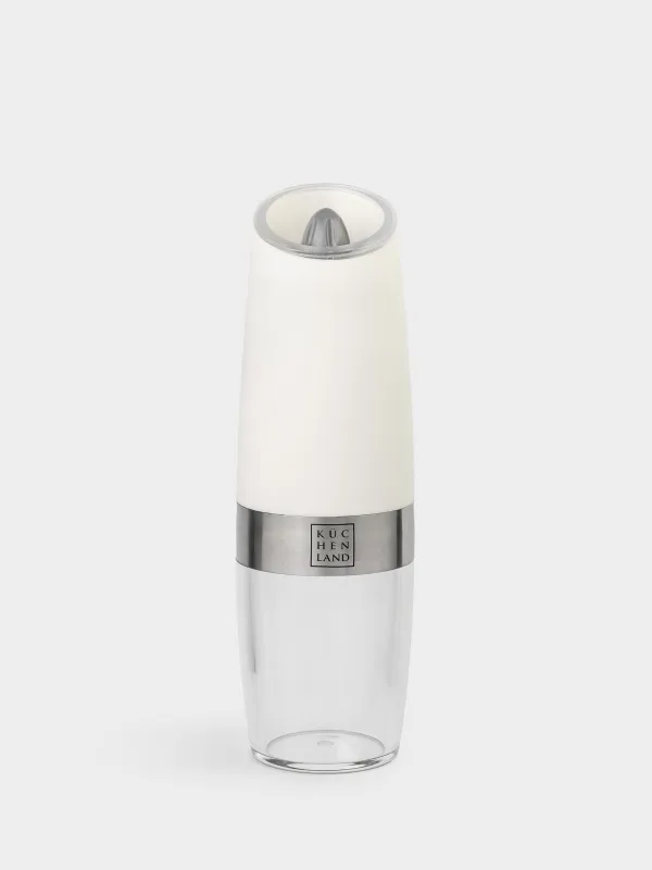 Мельница для специй, 20 см, гравитационная, пластик/акрил, LED W, белая, Spicy, image-0