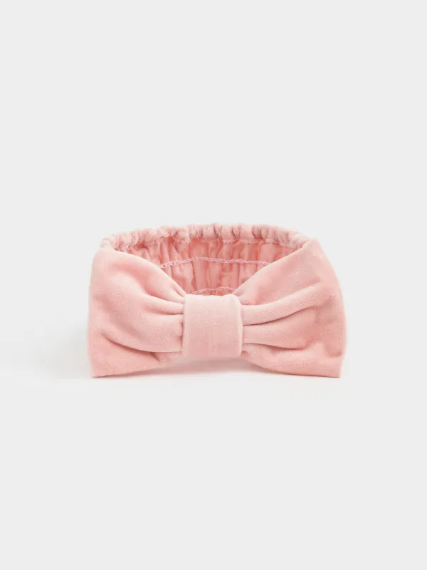 Повязка для волос, 19х7 см, полиэстер, пудровая, Бант, Glamor, image-0